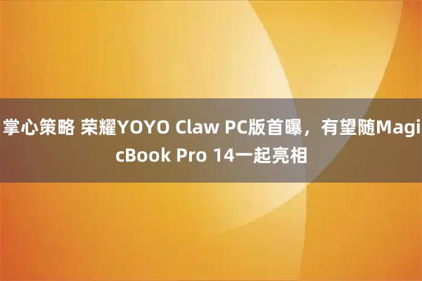 掌心策略 荣耀YOYO Claw PC版首曝，有望随MagicBook Pro 14一起亮相